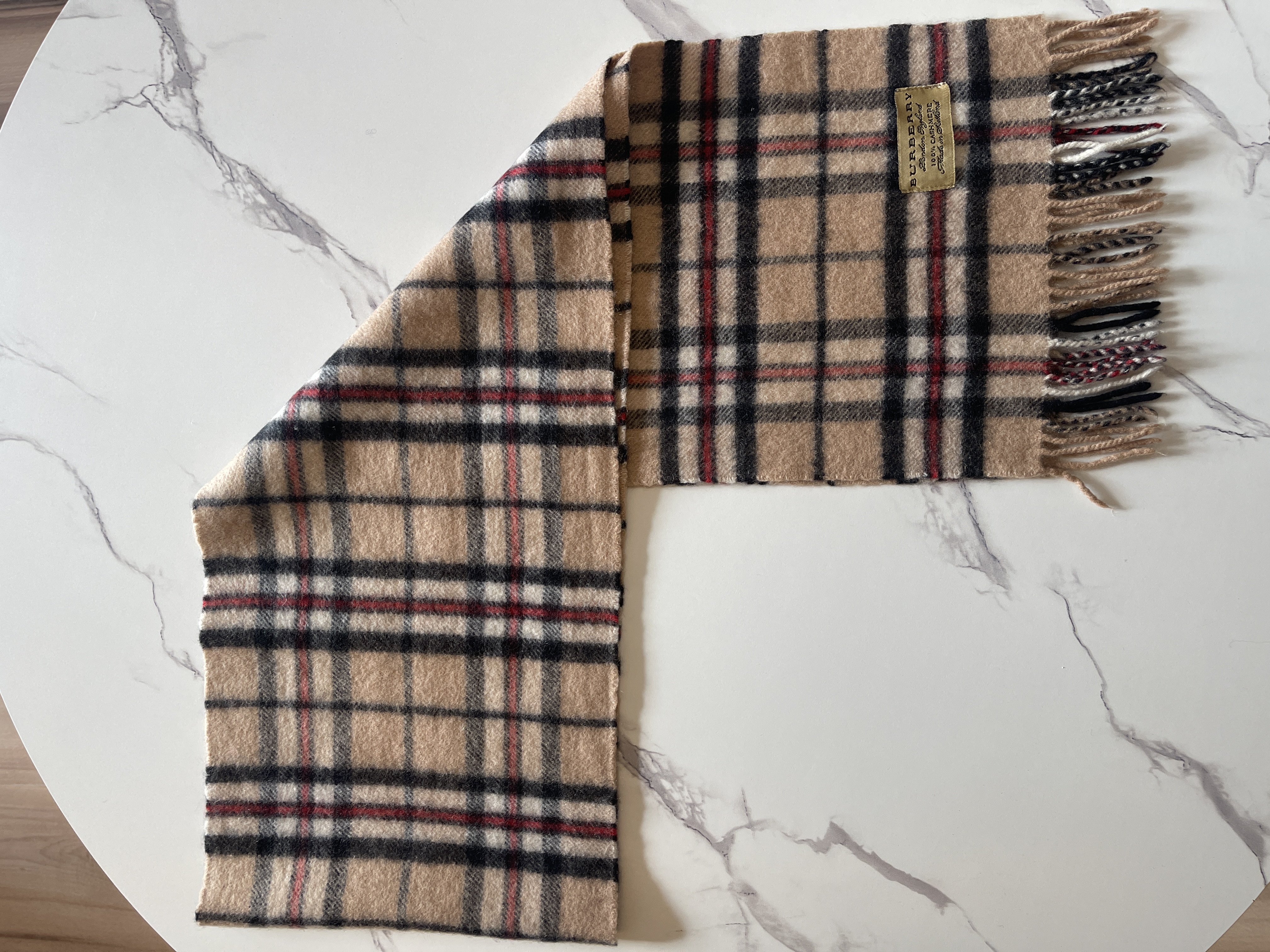 Burberry Vintage Schal – Camel kariert, 100 % Kaschmir – Foto 2