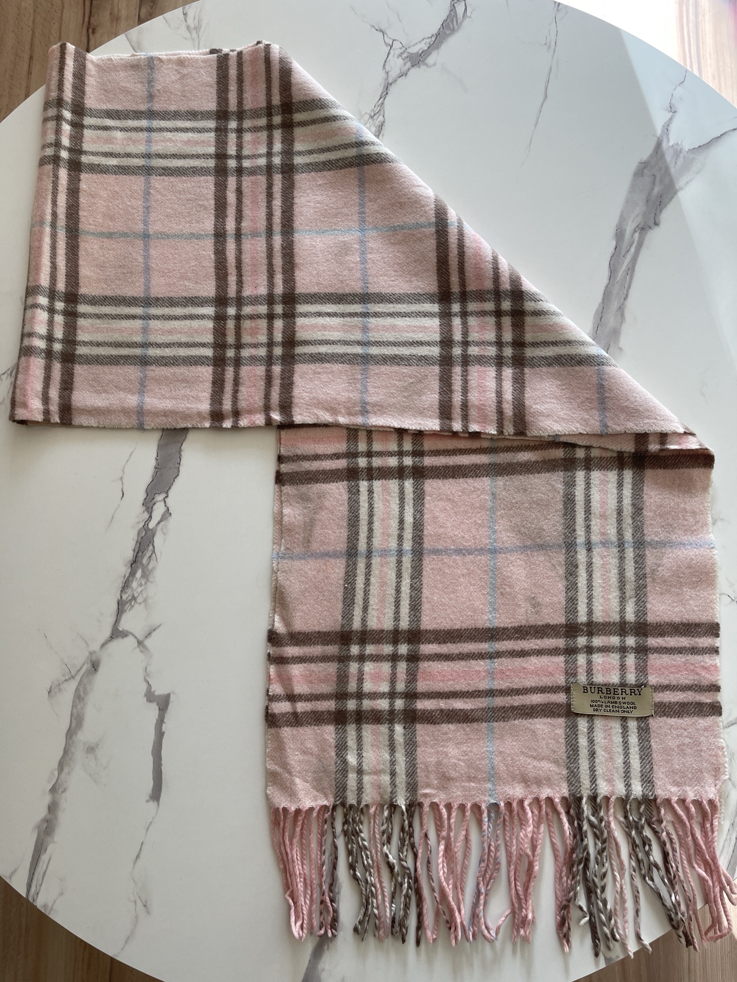 Burberry London Vintage Schal – Rosa kariert, Lammwolle – Foto 2