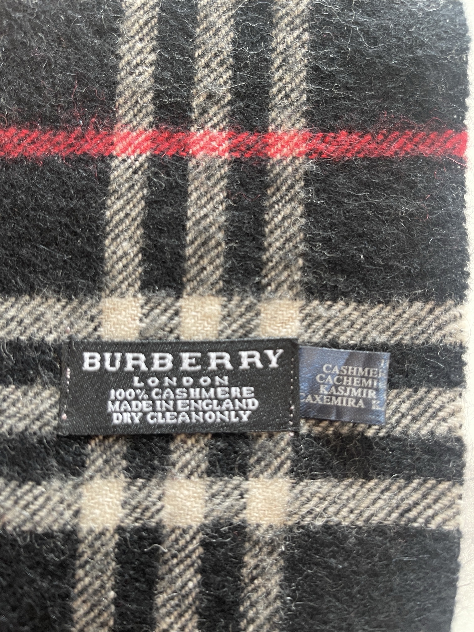 Burberry London Vintage Schal – Schwarz kariert, Kaschmir – Foto 3