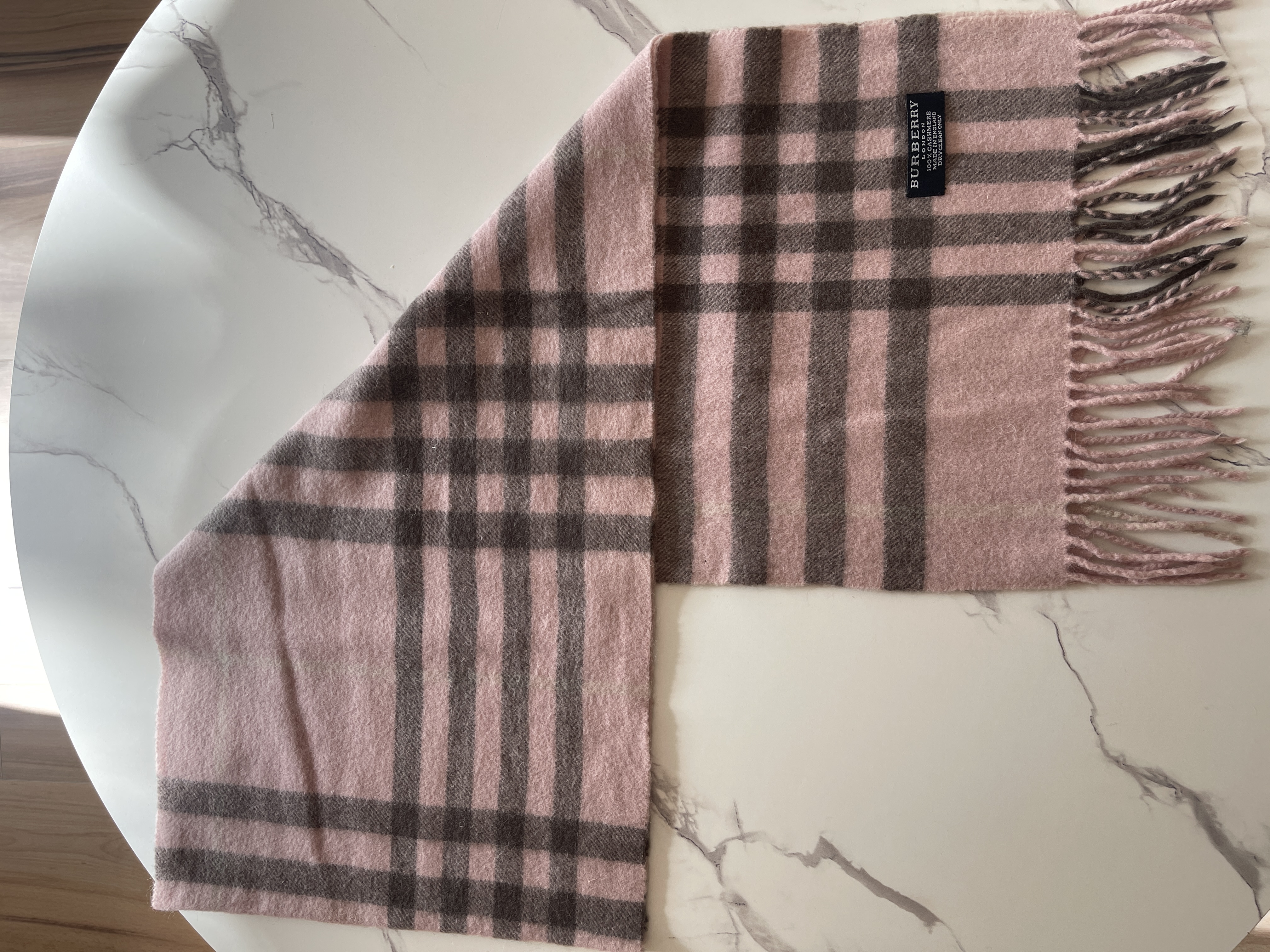 Burberry London Vintage Schal – Rosa kariert, 100 % Kaschmir – Foto 2