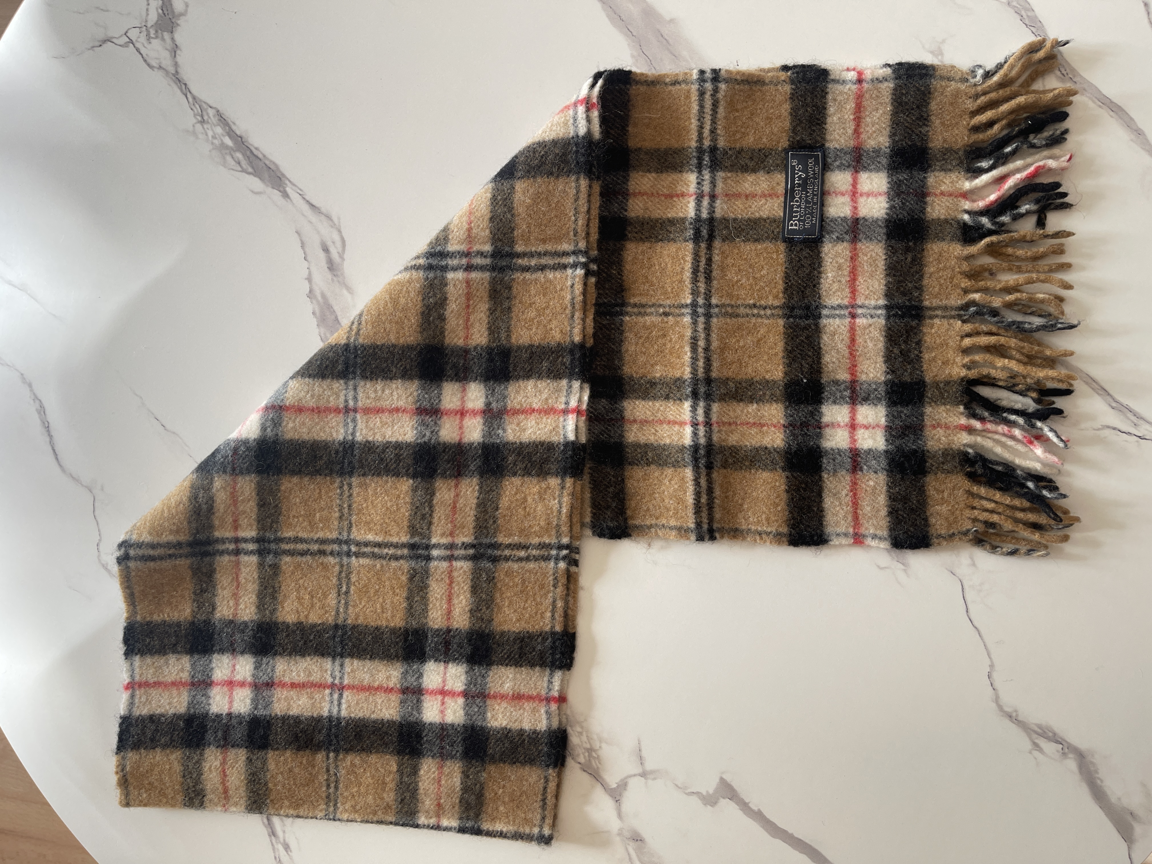 Burberrys of London Vintage Schal – Camel kariert, Lammwolle – Foto 2
